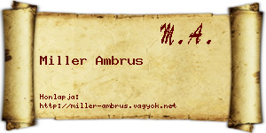 Miller Ambrus névjegykártya